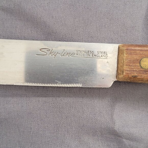Vintage Sky-Line Bread Knife Stainless Steel Wood Handle Made In England 13" - Picture 3 of 5